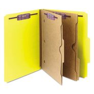 FILE FOLDERS | Smead 6 SafeSHIELD Fasteners 2 Dividers Letter Size 6-Section Pressboard Top Tab Pocket Classification Folders - Yellow (10/Box)