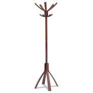 OFFICEJANSAN | Alba 21.67w x 21.67d x 69.33h Cafe Ten Peg/Five Hook Wood Coat Stand - Espresso Brown