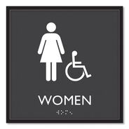 PRODUCTS | Headline Sign 8 in. x 8 in. Women Accessible Plastic ADA Sign - Clear/White