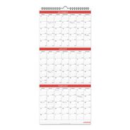 CALENDARS AND PLANNERS | Universal 71003 12 in. x 27 in. 14-Month (Dec 2025-Jan 2027) Three-Month Wall Calendar - White/Red Sheets