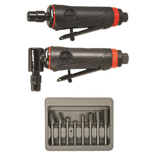 AIR GRINDERS | Astro Pneumatic Onyx 2-Piece Die Grinder Kit with 8-Piece Double Cut Carbide Rotary Burr Set