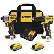 COMBO KITS | Dewalt 20V MAX Brushless Lithium-Ion Cordless 1/2 in. Hammer Drill Driver and 1/4 in. Impact Driver Combo Kit with 2 POWERSTACK Batteries (1.7 Ah)