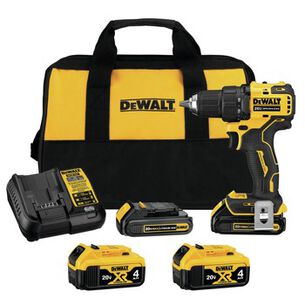 DRILLS | Dewalt 20V MAX XR ATOMIC Brushless Lithium-Ion 1/2 in. Cordless Compact Drill Driver Kit with 3 Batteries Bundle (1.5 Ah/4 Ah)