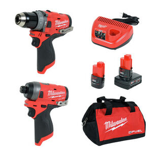 PRODUCTS | Milwaukee M12 FUEL Brushless Lithium-Ion 1/2 in. Cordless Hammer Drill/ 1/4 in. Impact Driver Combo Kit (2 Ah)
