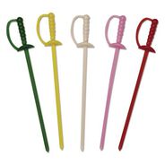 TABLETOP AND SERVEWARE | AmerCareRoyal RPP RP147 3.25 in. Plastic Sword Picks - Assorted Colors (10000/Carton)