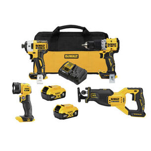 POWER TOOLS | Dewalt 20V MAX XR Brushless Lithium-Ion 4-Tool Combo Kit with (2) Batteries