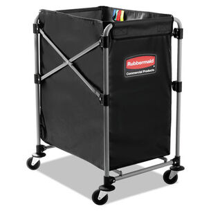 CLEANING CARTS | Rubbermaid Commercial 1881749 4.98 cu ft. 20.33 in. x 24.1 in. x 34 in. Collapsible X-Cart - Black/Silver
