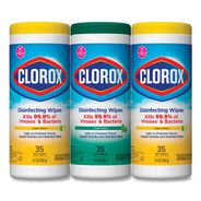 HAND WIPES | Clorox 7 in. x 8 in. 1-Ply Disinfecting Wipes - Fresh Scent/Citrus Blend, White (35/Canister, 3 Canisters/Pack)