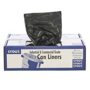 TRASH WASTE BINS | Stout by Envision T3658B15 36 in. x 58 in. 1.5 mil. 60 Gallon Total Recycled Content Plastic Trash Bags - Brown/ Black (100/Carton)