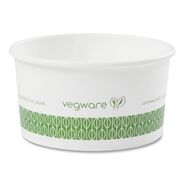 PRODUCTS | Vegware 3.5 in. x 1.7 in. 6 oz. Compostable Paper Soup Containers - Green/White (1000/Carton)