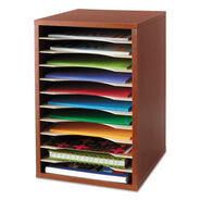 PRODUCTS | Safco 11 Compartments 10.63 in. x 11.88 in. x 16 in. Wood Desktop Literature Sorter - Cherry
