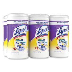 HAND WIPES | LYSOL Brand 7 in. x 7.5 in. 1-Ply Dual Action Disinfecting Wipes - Citrus, White/Purple (6 Canisters/Carton)