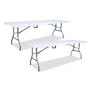 PRODUCTS | Iceberg 94.5 in. x 29.9 in. x 30 in. Bifold Rectangular Resin Folding Table - White Granite Top/Gray Base/Legs (2/Pack)