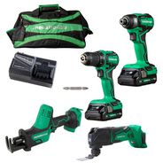 COMBO KITS | Metabo HPT 18V MultiVolt Brushless Lithium-Ion Cordless 4-Tool Sub-Compact Combo Kit with 2 Batteries (2 Ah)