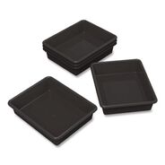 PRODUCTS | Storex Storage Tray, Flat, 0.8 gal, 10.65-in x 10.65-in x 2.96-in, Black, 5/Pack