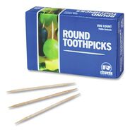 TABLETOP AND SERVEWARE | AmerCareRoyal R820 2.5 in. Round Wood Toothpicks - Natural (96000 Toothpicks/Carton)