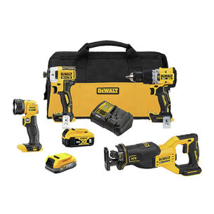 COMBO KITS | Dewalt 20V MAX XR Brushless Lithium-Ion 4-Tool Combo Kit with (1) 1.7 Ah and (1) 5 Ah Battery