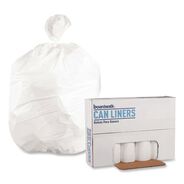 TRASH WASTE BINS | Boardwalk 10 Gallon 0.4 mil 24 in. x 23 in. Perforated Roll Low-Density Waste Can Liners - White (25 Bags/Roll, 20 Rolls/Carton)
