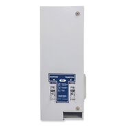 PAPER AND DISPENSERS | HOSPECO 11.13 in. x 7.63 in. x 26.38 in. 25 Cent Coin Mechanism Dual Sanitary Napkin/Tampon Dispenser - White/Blue