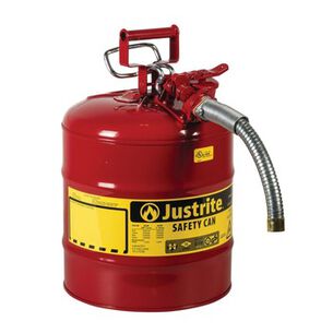  | Justrite 5 Gallon Type II AccuFlow Steel Safety Can with 1 in. Metal Hose - Red