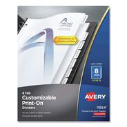 DIVIDERS AND TABS | Avery Print-On 11 in. x 8.5 in. 8-Tab 3-Hole Customizable Punched Dividers - White (200/Pack)