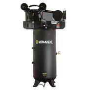 PORTABLE AIR COMPRESSORS | EMAX 5 HP 60 Gallon Single-Stage Single Phase 19 CFM @100 PSI Industrial 2-Cylinder Splash Lubricated Pump Electric Air Compressor