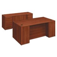 OFFICE DESKS AND WORKSTATIONS | HON 72 in. x 36 in. x 29.5 in. 10700 Series Double Full-Height Pedestal Desk - Cognac