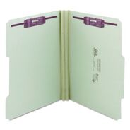 FILE FOLDERS | Smead 2 in. Expansion 2/5-Cut Two SafeSHIELD Coated Fasteners Letter Size Recycled Pressboard Folders - Gray-Green (25/Box)