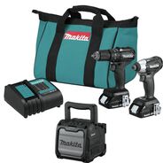 COMBO KITS | Makita 18V LXT Brushless Sub‑Compact Lithium‑Ion Cordless 2-Tool Combo Kit with Job Site Speaker (1.5 Ah)