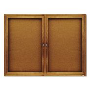 OFFICE AND OFFICE SUPPLIES | Quartet 48 in. x 36 in. Enclosed Indoor Cork Bulletin Board with Two Hinged Doors - Tan Surface/Oak Finished Fiberboard Frame