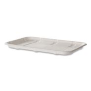 FOOD TRAYS CONTAINERS LIDS | Eco-Products EP-MP2SNFA 8.5 in. x 6.2 in. x 0.5 in. Sugarcane Fiber Meat and Produce Food Trays - White (400/Carton)