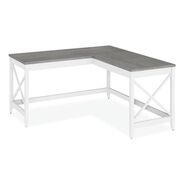 OFFICE DESKS AND WORKSTATIONS | Alera 58.27 in. x 58.27 in. x 29.53 in. L-Shaped Farmhouse Desk - Gray/White