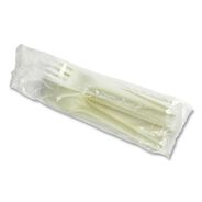 TABLETOP AND SERVEWARE | Vegware Compostable Fork/Knife/Spoon/Napkin Cutlery Kits - White (250/Carton)