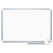 WHITE BOARDS | MasterVision 48 in. x 36 in. 1 in. x 2 in. Cells Gridded Magnetic Steel Dry Erase Project Planning Board - White Surface/Satin Aluminum Frame