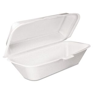 PRODUCTS | Dart Foam Hinged Removable Hoagie 5.3 in. x 9.8 in. x 3.3 in. Lid Container - White (500/Carton)