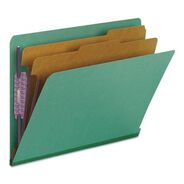 PRODUCTS | Smead 2 in. Expansion End Tab Pressboard Classification Folders with 6 SafeSHIELD Fasteners - Letter Size/Green (10/Box)