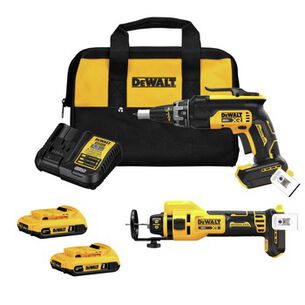 COMBO KITS | Dewalt DCK265D2 20V MAX XR Brushless Lithium-Ion Cordless Drywall Screwgun and Cut-Out Tool Combo Kit (2 Ah)