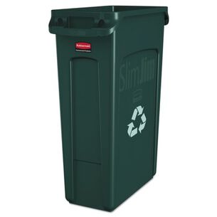 PRODUCTS | Rubbermaid Commercial 23 Gallon Slim Jim Recycling Container with Venting Channels - Green