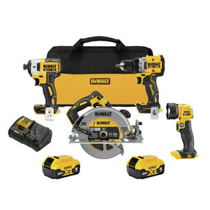 COMBO KITS | Dewalt 20V MAX XR Brushless Lithium-Ion 4-Tool Combo Kit with (2) Batteries