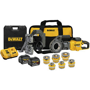 THREADING TOOLS | Dewalt 60V MAX FLEXVOLT Brushless Lithium-Ion Cordless Pipe Threader Kit with Die Heads and 2 Batteries (9 Ah)
