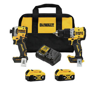 DEAL ZONE | Dewalt 20V MAX XR Brushless Lithium-Ion 1/2 in. Cordless Hammer Driver Drill and 1/4 in. Atomic Impact Driver Combo Kit with (2) 4 Ah Batteries