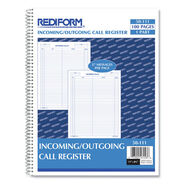 PRODUCTS | Rediform 11 in. x 8.5 in. One-Part (No Copies) Wirebound Call Register