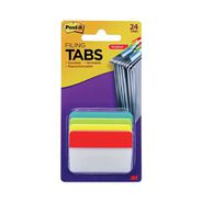PAGE FLAGS | Post-it Tabs 2 in. Wide 1/5-Cut Plain Solid Color Angled Tabs - Assorted Colors (24/Pack)