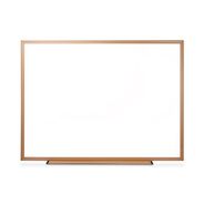 WHITE BOARDS | Universal 48 in. x 36 in. Deluxe Melamine Dry Erase Board - Melamine White Surface, Oak Fiberboard Frame
