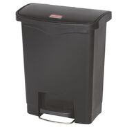 TRASH WASTE BINS | Rubbermaid Commercial Streamline 8-Gallon Front Step Style Resin Step-On Container - Black
