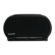 PAPER AND DISPENSERS | Boardwalk 20.25 in. x 6 in. x 12.25 in. Jumbo Twin Toilet Tissue Dispenser - Black