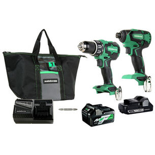 FREE GIFT WITH PURCHASE | Metabo HPT 18V Lithium-Ion Brushless 1/2 in. Cordless Hammer Drill and 1/4 in. Cordless Impact Driver Combo Kit with (1) 3 Ah and (1) 5 Ah Batteries