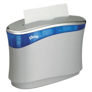 PAPER TOWEL HOLDERS | Kleenex 13.3 in. x 5.2 in. x 9 in. Reveal Countertop Folded Towel Dispenser - Soft Gray/Translucent Blue