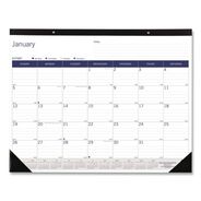 PRODUCTS | Blueline DuraGlobe Jan-Dec 2025 Monthly Desk Pad Calendar - White/Blue/Gray Sheets/Black Binding/Corners