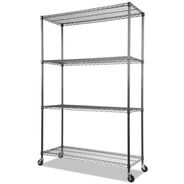 TOOL STORAGE ACCESSORIES | Alera 48 in. x 18 in. x 72 in. NSF Certified 4-Shelf Wire Shelving Kit with Casters - Black Anthracite